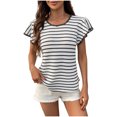 thumbnail image 1 of fheaev Hauts d'Été pour Femmes Manches Courtes Col Rond Décontracté Chic Ample Tunique Pull Mignon Tee-Shirts d'Entraînement Tenues de Vacances à la Plage T-Shirts d'Affaires Vêtements de Mode, 1 of 9