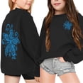 thumbnail image 3 of MEZZALL Sweat à Capuche à Manches Longues Imprimé Fleuri Mode Décontractée pour Filles, Noir, 7-8 Ans, 3 of 7