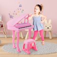 thumbnail image 4 of Gymax 37 Keys Kids Piano Keyboard Toy Toddler Musical Instrument w/ Stool & Microphone Pink, 4 of 9