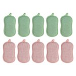 XIPYYKM Multi-Purpose Scrub Kitchen Sponges – 10 Pack Dish Sponge, Dual-Sided Non-Scratch Microfiber & Metal Scrubber, Reusable Heavy Duty Sponges for Dishes, Pots, Glass, Sink, Stovetop & Bathroom