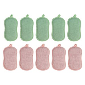 XIPYYKM Éponges de cuisine multi-pourpos – 10 Éponge à vaisselle, microfibre non grattée à double side & Éponges de poids lourds réutilisables pour vaisselle, pots, verre, évier, stovetop & Salle de bains