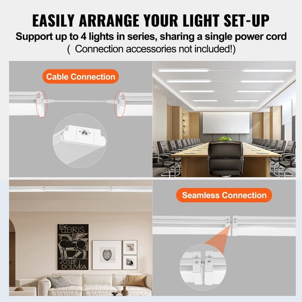 FAITHSAIL 4FT LED Wraparound Light – 50W 5500LM, 3 CCT Selectable (3000K/4000K/5000K), Dimmable, Wood-Look Metal Frame, For Kitchen, Garage, Laundry