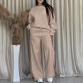 thumbnail image 1 of Wensltd Ensemble à Capuchon pour Femmes Couleur Unie Décontracté Col Ras du Cou Manches Longues Haut et Pantalon, 1 of 7
