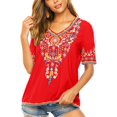 thumbnail image 3 of Women’s Emboridered Tops Short Sleeve Blouse Ethnic Style Floral Pattern Shirts Tunics Blouse, 3 of 5