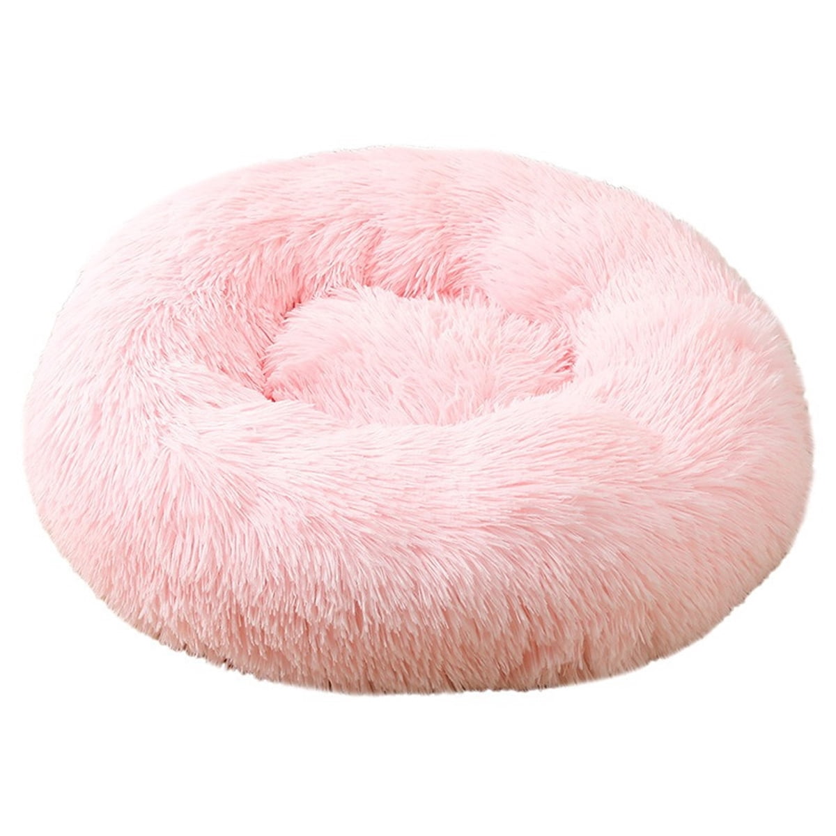 Donut Round Dog Bed for Small Pets, Self Warming Calming Pet Bed, Fluffy Plush Elevated Walls, Portable Pet Bed, Washable Hood with Zipper for Indoor Use, 40cm Light Pink
