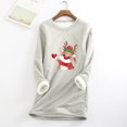 thumbnail image 2 of Hauts à Col Haut pour Femmes Automne et Hiver Mode Décontractée Tempérament Peluche Chaude sous-Couche Imprimé de Noël Pull Manches Longues Col Rond Long Pulls de Noël pour Femmes, 2 of 5