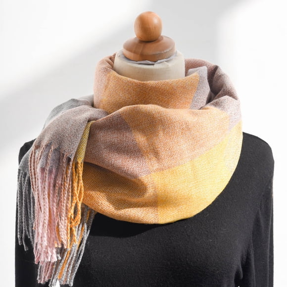 Up to 65% off Women's Fall Winter Scarf Classic Tassel Plaid Scarf Warm Soft Chunky Large Blanket Wrap Shawl Scarves Fashionable Scarf on Clearance
