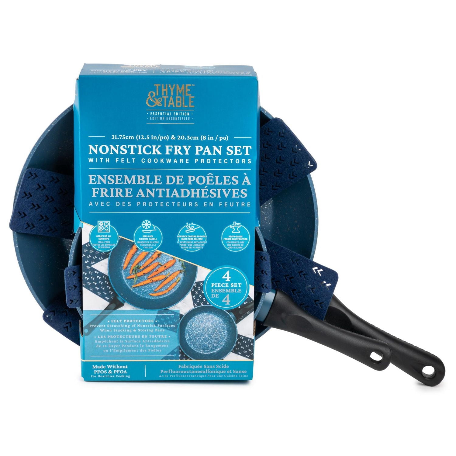 Thyme & Table Ensemble de Poeles a Frire Antiadhesives, Bleue