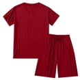 thumbnail image 4 of Mlkoz Ensemble de Pyjamas pour Hommes Été Doux Col en V Vêtements de Nuit Manches Courtes avec Poche Ensemble Léger l-TTTG, 4 of 4