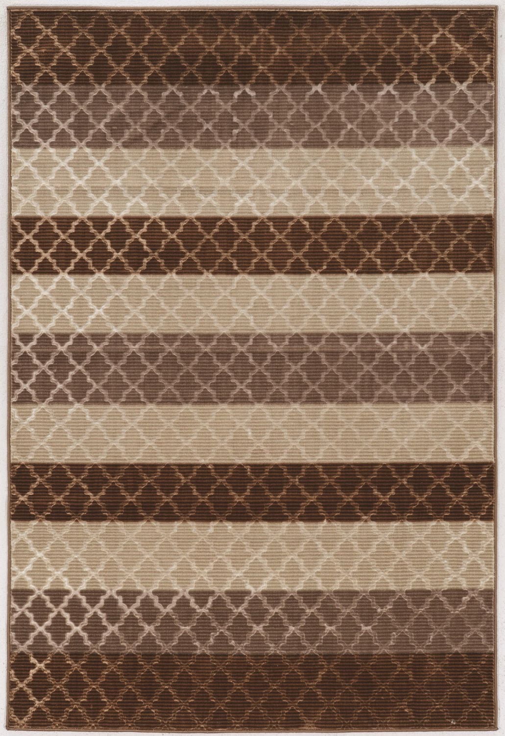 Tapis Evolution à rayures en treillis 8 pi x 10 3 po, beige et marron