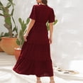 thumbnail image 4 of Yuyuzo Robes d'Été pour Femmes 2025 à Col en V en Mousseline Boho de Plage Robe Midi Plissée Fluide Évasée à Volants Unie Longue Robe, 4 of 6