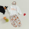thumbnail image 2 of Fortune 2Pcs Baby Girl Thanksgiving Outfit Letter Pumpkin Print Sweatshirt Pants, 2 of 9