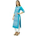 thumbnail image 2 of Phagun Kurta Droite Bleue de Designer pour Femme, Manches 3/4, Kurti Décontractée Imprimée-14, 2 of 2