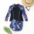 thumbnail image 2 of MIASHUI Girls Bathing Suits Long Sleeves Rash Guard Athletic Swim Shorts Sets Swimsuit,Black,14-15 Years, 2 of 6