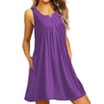 thumbnail image 1 of Innerwin Mini Dress Button Women Sundress Beach Solid Baggy Bohemian Purple S, 1 of 4