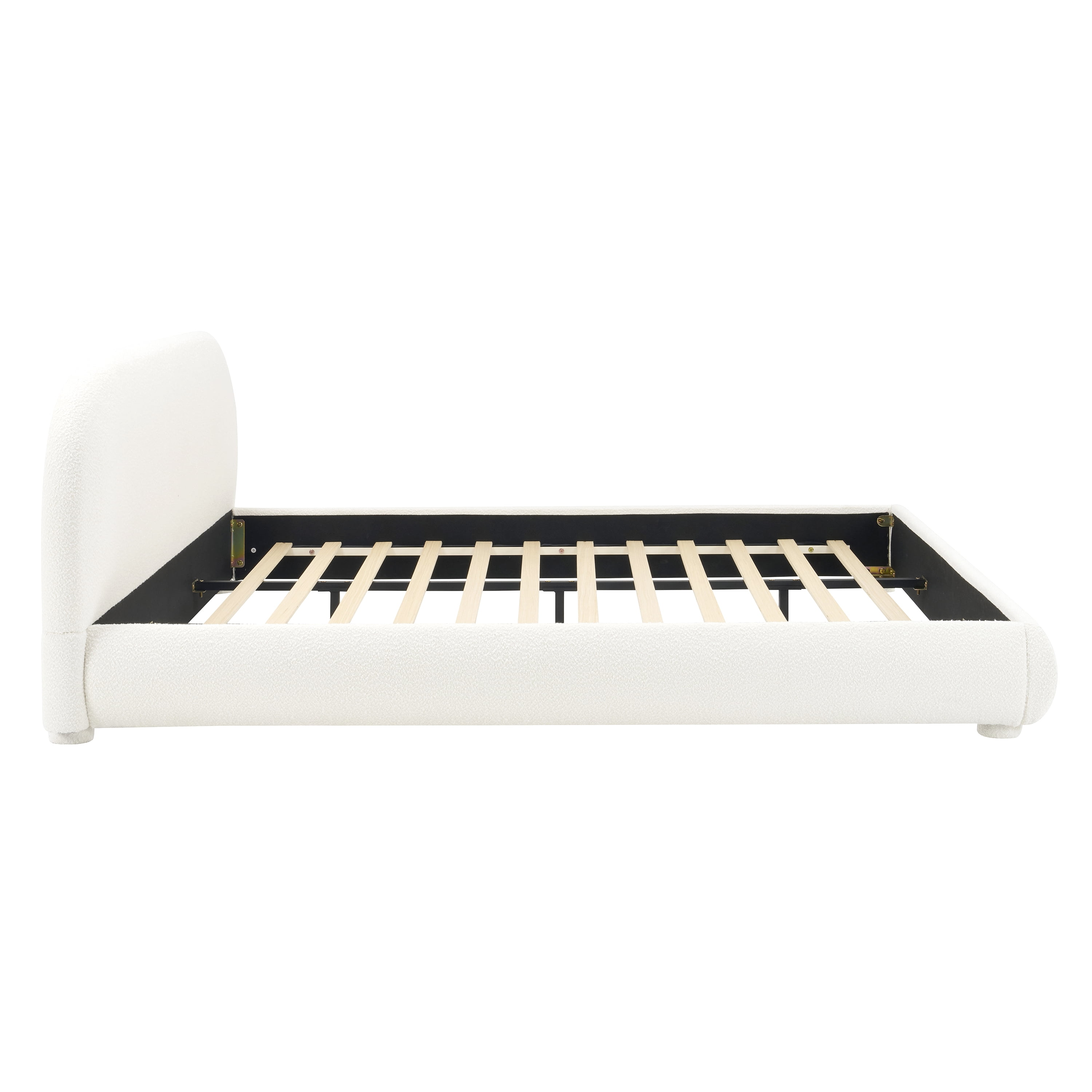 Noble House Lit rembourré Style Queen Cream, tête de lit en tissu texturé courbé avec cadre solide, blanc crémeux