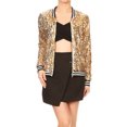 thumbnail image 1 of Womens Long Sleeve Sequin Front Zip Jacket Long Sleeve Ribbed Cuffs Outerwear Tops, 1 of 5