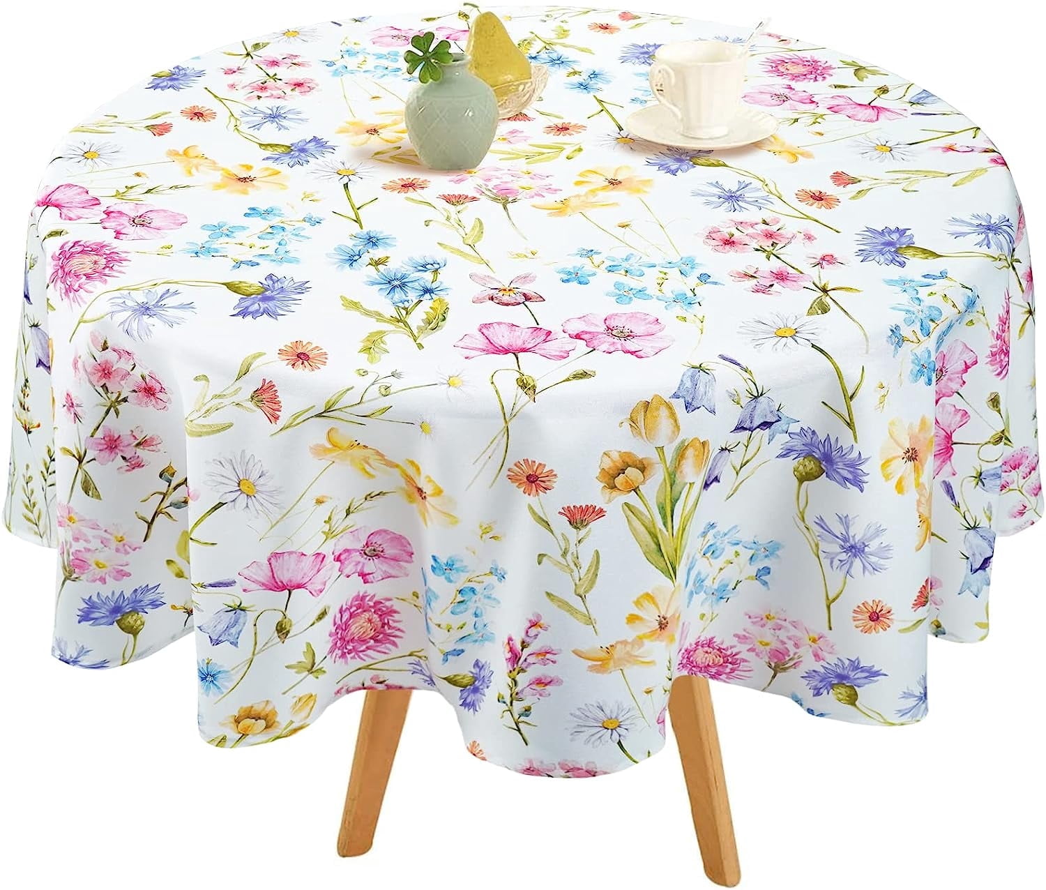 Round Tablecloth for Round Table 60 * 60in Waterproof Table Cloths for Patio Outdoor Table Cover