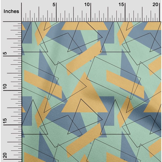oneOone Tissu Popeline de Coton Rectangle & Triangle Imprimé Géométrique Tissu de Couture BTY 42 Pouces de Large