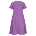 thumbnail image 4 of Bigersell Robes Midi pour Femmes Offres Femme Col en V Manches Courtes Robe Chemise Midi Style D-83 Robe de Fête Midi Grande Taille Robes d'Été, Violet P, 4 of 8