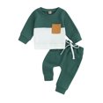 thumbnail image 1 of Fortune 0-3T Toddler Baby Boy Waffle Clothes Patchwork Sweatshirt Pullover Long Pants Infant Fall Winter Outfits, 1 of 6