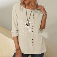 thumbnail image 2 of IROINID Rabais T-Shirts à Manches Longues pour Femmes Décontracté Col Rond Blouse Imprimée T-Shirt Hauts à Boutons, Jaune, 2 of 4