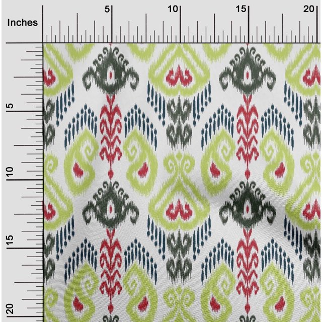 oneOone Silk Tabby Fabric Swirl & Paisley Ikat Print Fabric BTY 42 Inch Wide