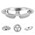 thumbnail image 2 of MasteelfCA 3Pcs Round Stainless Steel Dinner Tray Separation Plates Fast Food Plate Rice Dishes Silver (20cm, 3 Grids), 2 of 8
