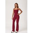 thumbnail image 2 of PISONIC Women Two Piece Workout Sets Racerback Tank Tops Matching High Waisted Flared Leggings with Pockets Gym Yoga Outfits, 2 of 6