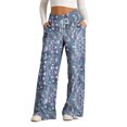 thumbnail image 2 of Pants for Women, Womens Fashionable Striped Printed Drawstring Wide Leg Pants, 2 of 5