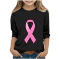 thumbnail image 1 of YUNAFFT T-Shirt Imprimé Décontracté Sensibilisation au Cancer du Sein pour Enfants Manches Courtes et Longues Col Rond, 1 of 4