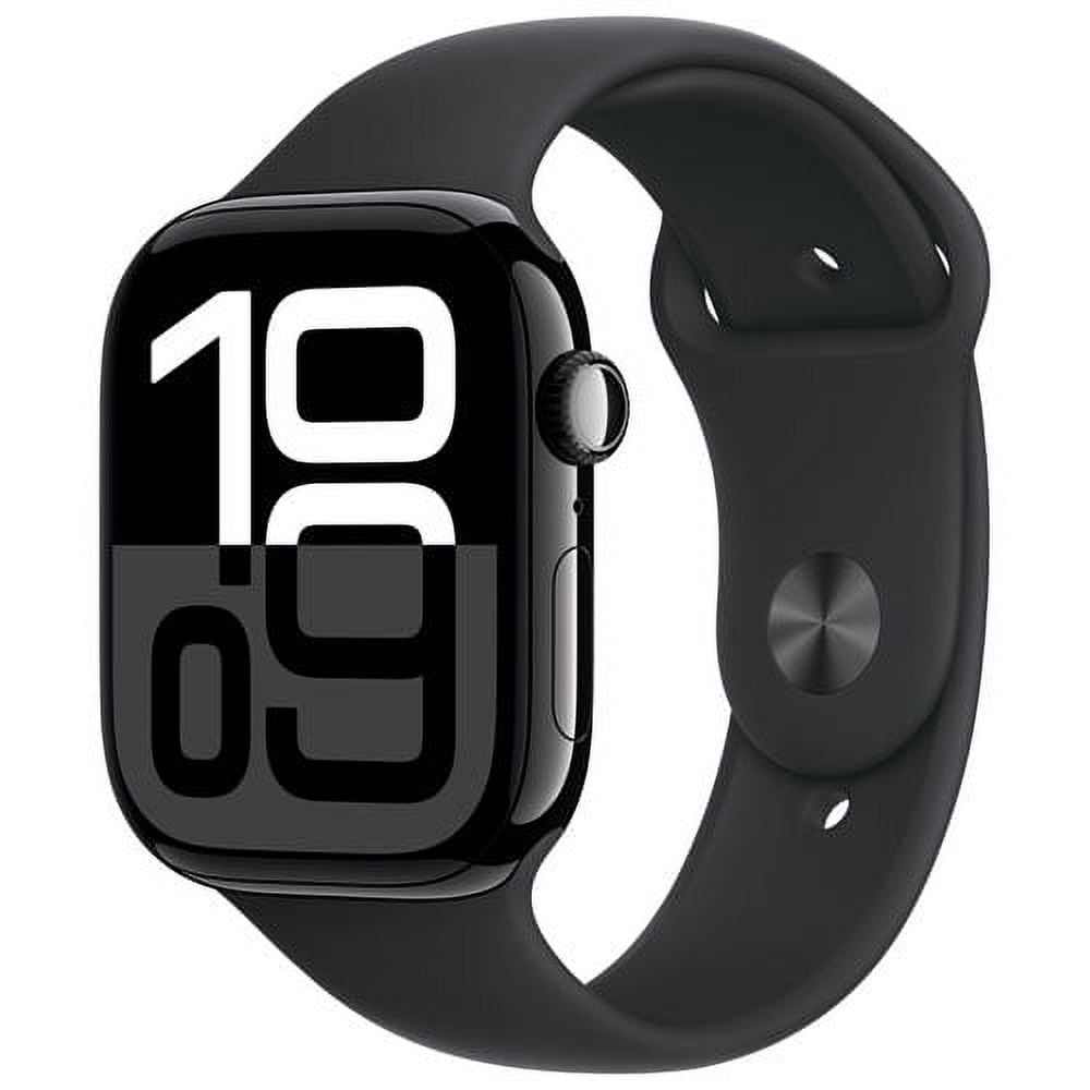 Apple Watch Series 10 (GPS) 46mm Jet Black Aluminum Case with Black Sport Band (S/M) Unlocked - Refurbished Good
