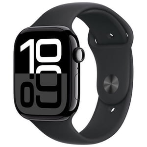 Apple montre Series 10 (GPS) 46mm Boîtier en aluminium noir Jet avec bande de sport noire (S/M) déverrouillé - Bien remis à neuf