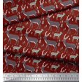 thumbnail image 3 of Soimoi Red polyester Crepe Fabric Deer Animal Print Sewing Fabric Yard 42 Inch Wide, 3 of 3