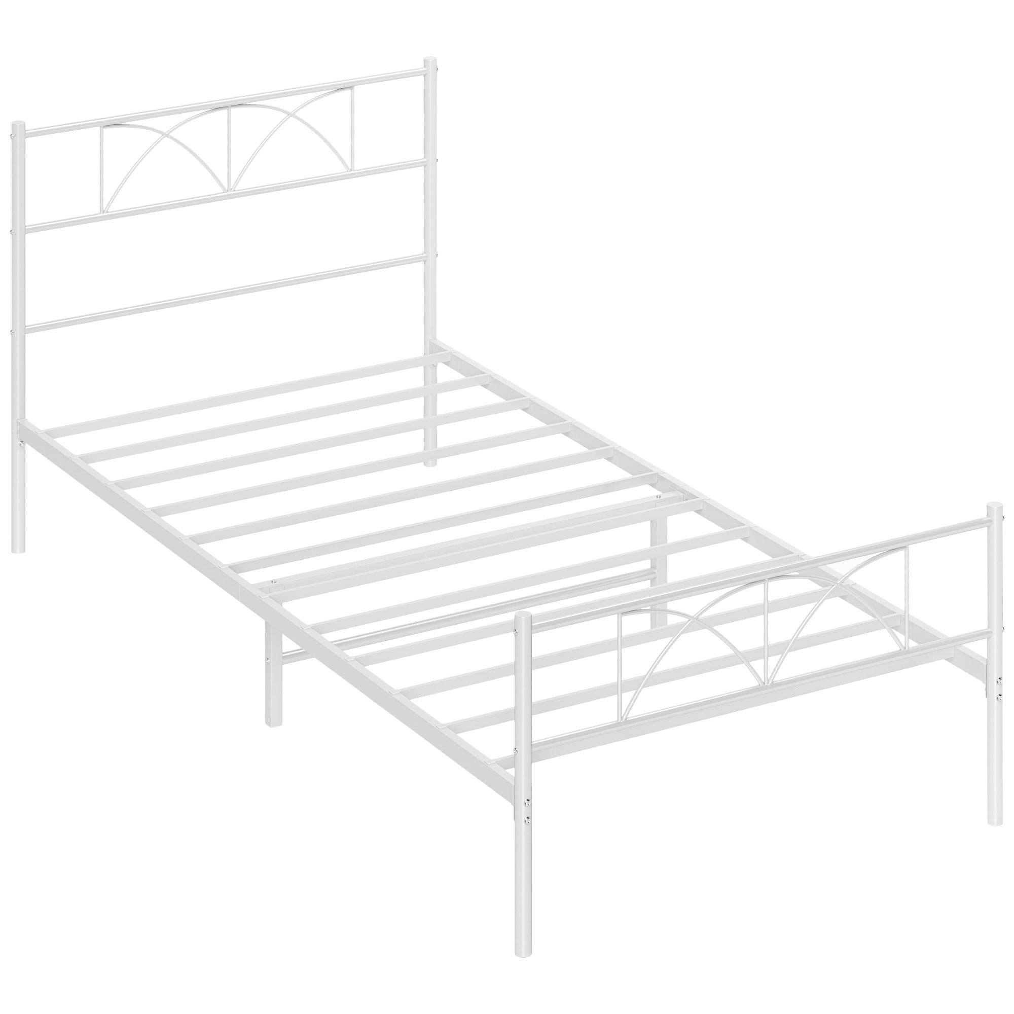 HOMCOM Twin Bed Frame Metal Platform Bed Frame with Headboard Steel Slat