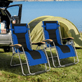 thumbnail image 3 of Gymax 2PCS Folding Chair Padded Lounge Chair w/ Beech Armrests Blue, 3 of 10