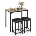 thumbnail image 1 of Gymax 3 PCS Counter Height Dining Set Faux Marble Table and 2 Chairs Kitchen Bar New Brown, 1 of 8