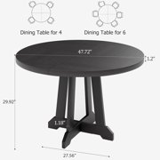 BeesClover Dining Table for 4 to 6 People, 47 Inch Round Dining Table, Wooden Kitchen Table with Sturty Legs, Dining Room Table for Dining Room, Kitchen(Without Chairs)