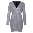 thumbnail image 3 of Pompotops Mode Femmes Casual Manches Longues Sexy V-Cou Solide Automne Pull Robe en Vente, 3 of 4