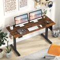 thumbnail image 2 of Costway 55" x 24" Electric Standing Desk with 3 Memory Height Settings 2 Hanging Hooks Brown, 2 of 10