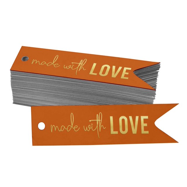 Inkdotpot Pack Of 50 Made With Love Text Favor Paper Tags Craft Real Gold Foil Hang Tags
