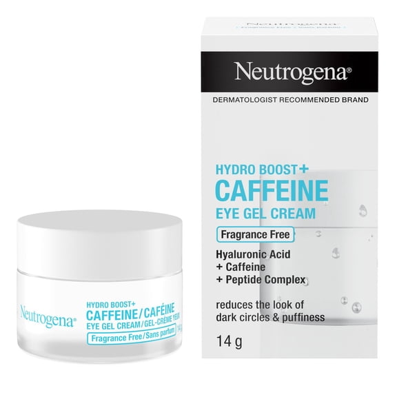 Neutrogena Hydro Boost+ Caffeine Eye Gel Cream, Hyaluronic Acid Eye Cream, Antioxidant Moisturizer, Fragrance Free