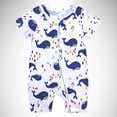 thumbnail image 2 of MIASHUI Summer Baby Short Sleeve Bodysuit Print Double Zipper Crawl Suit,Dark Blue,6-12 Months, 2 of 3