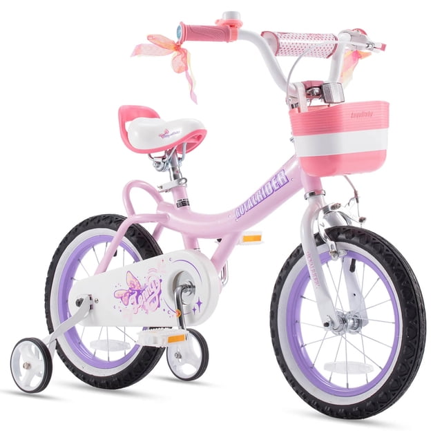 RoyalBaby Jenny Princess Vélo pour Enfants 14 Pouces avec Roues Stabilisatrices et Panier, Rose EL