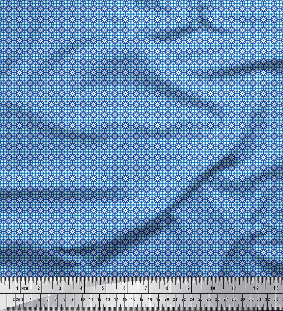 Soimoi Cotton Voile Fabric Geometric Small Print Fabric by The Yard 56 Inch Wide