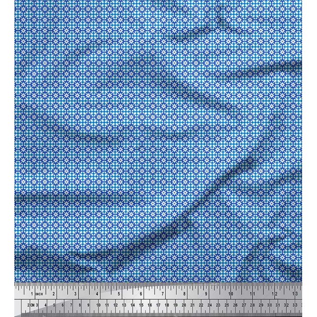 Soimoi Georgette Viscose Fabric Geometric Small Printed Craft Fabric by The Yard 42 Inch Wide