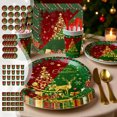 thumbnail image 1 of RRJ 4Pcs Christmas Party Tableware Set Disposable Plates Cups Napkins, 20-Piece Holiday Dinnerware Kit, 7-Inch 9-Inch Paper Plates For Festive Gatherings, Red Green Gold Themed Disposable, 1 of 9