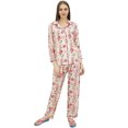 thumbnail image 2 of Bimba Dot Printed Wine Button-Down Shirt With Elastic Waist Pajama Pants-20, 2 of 6