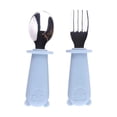 thumbnail image 2 of BKER Stainless Steel Fork Spoon Set With Silicone Handle Durable Tableware For Kitchen Dining Camping Travel Picnic BBQ Party, 2 of 4