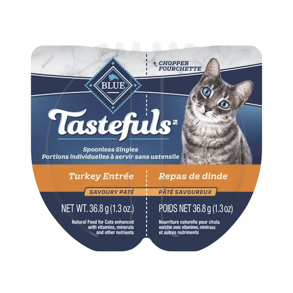Blue Buffalo Tastefuls Turkey Entree Spoonless Singles Adult Pate Wet Cat Food 85g
